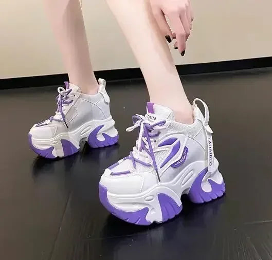Fashion Sneakers For Women 11CM Platform Chunky Casual Shoes High Quality Autumn Woman Tenis Female Walking Trainers Thick Sole