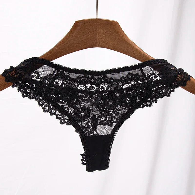 Women Panties elegant Underwear Black Lace Panties Lingerie Female Floral Lace Briefs Perspective Finetoo Design Ladies Pantys