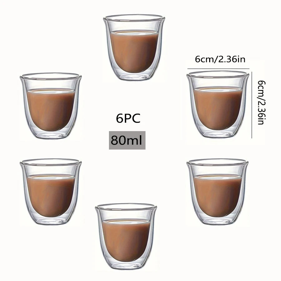 Andralyn Glas Espresso Doppelwandig - 80 ml 6er Set