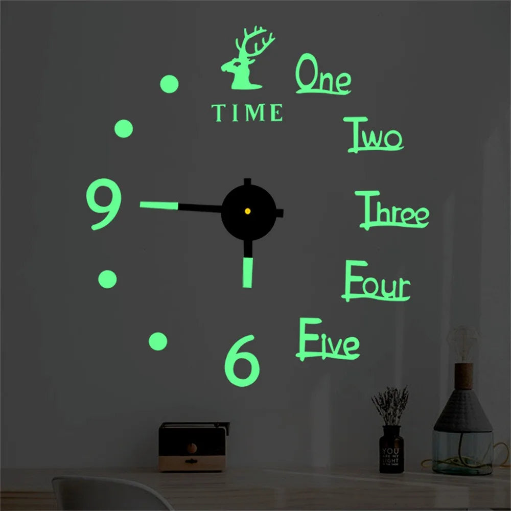 Luminous Wall Clock Large Watch Horloge Murale 3d Diy Acrylic Mirror Stickers Quartz Duvar Saat Klock Modern Mute Alarm Clock