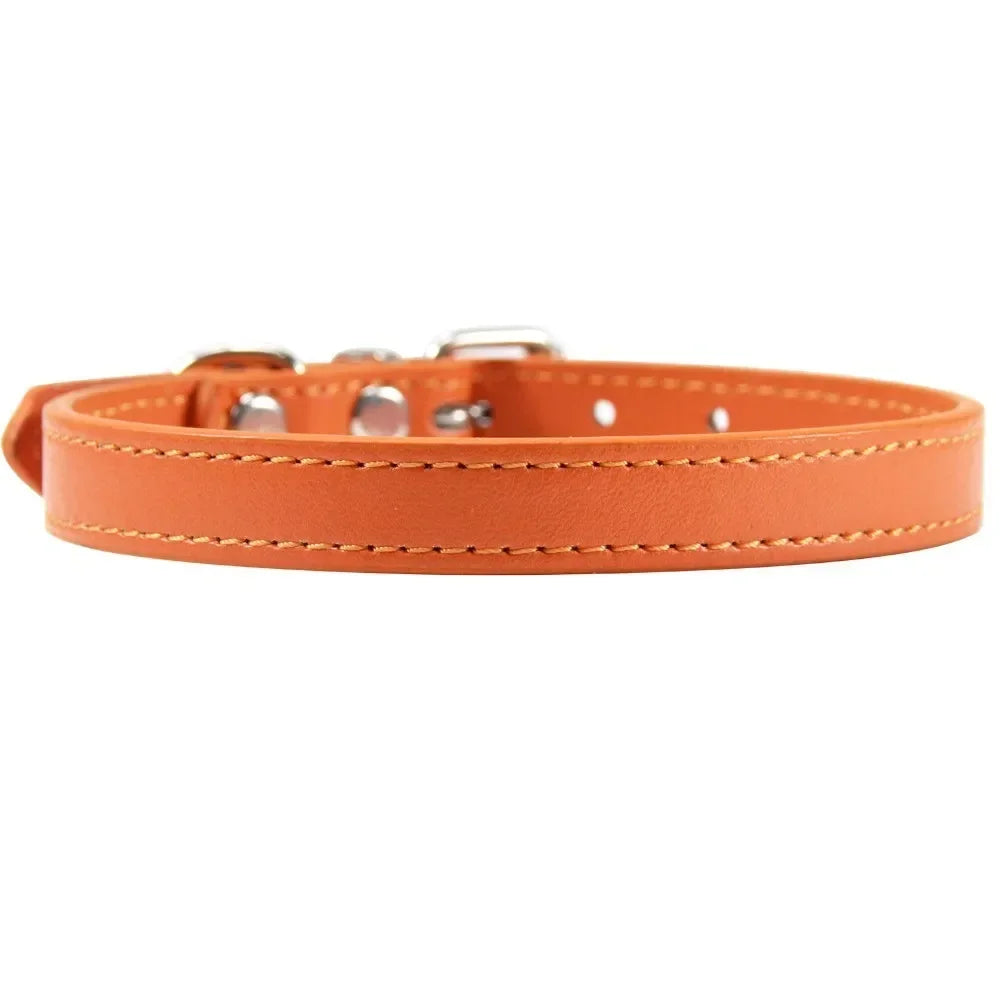 Haustier Halsband Bunt 2025 - PU Leder Personalisiert Name Katze Hund 16 Farben XS-XL
