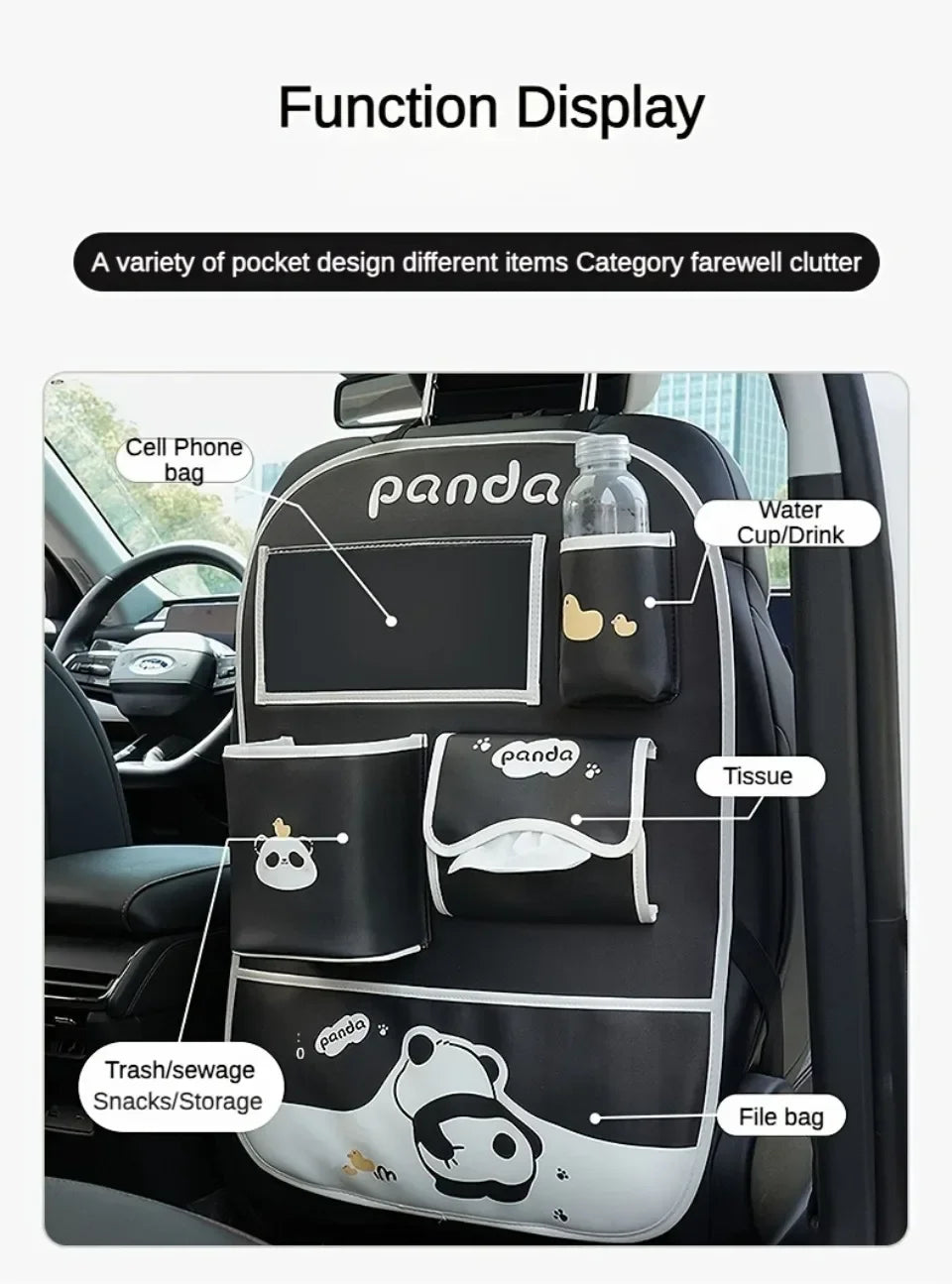 Organizator auto 2025: Geantă de depozitare pentru spătarul scaunului auto, pernă anti-șoc pentru copii - Organizator suspendat pentru spătarul scaunului cu desene animate, impermeabil, durabil, colecție de depozitare auto