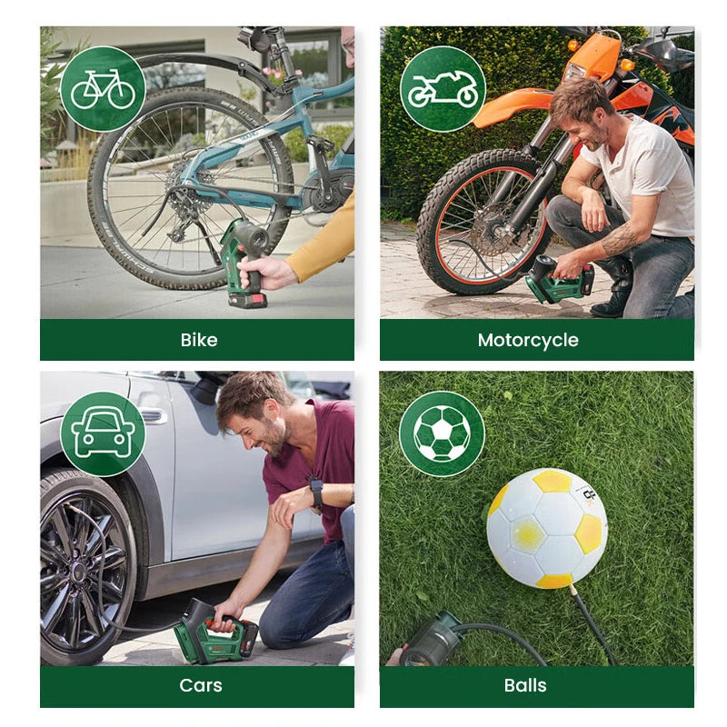 Bosch 18V Universal Air Pump Cordless Electric Air Compressor for Car Motorcycle Bicycle Tire Inflator with Air Pressure Display