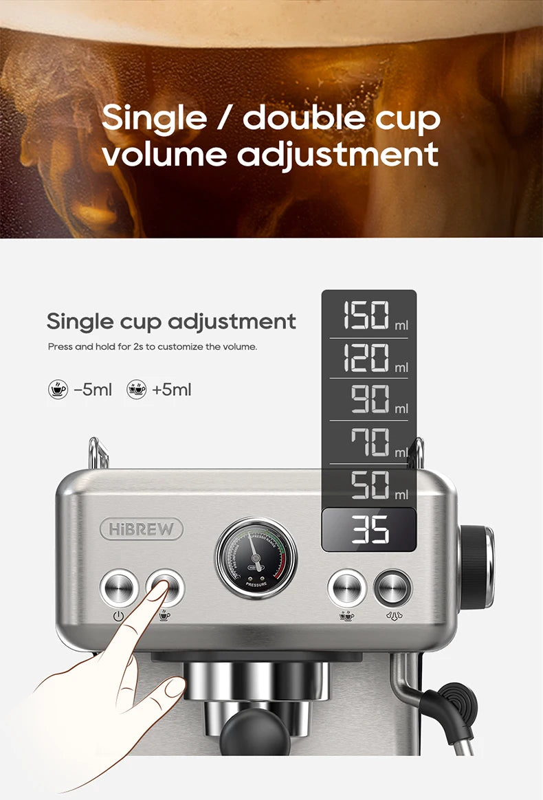 Espresso-Maschine 2025: HiBREW 20Bar Semi-Automatic H10A Temperatur-Einstellbar 58mm Portafilter Professional Barista Collection
