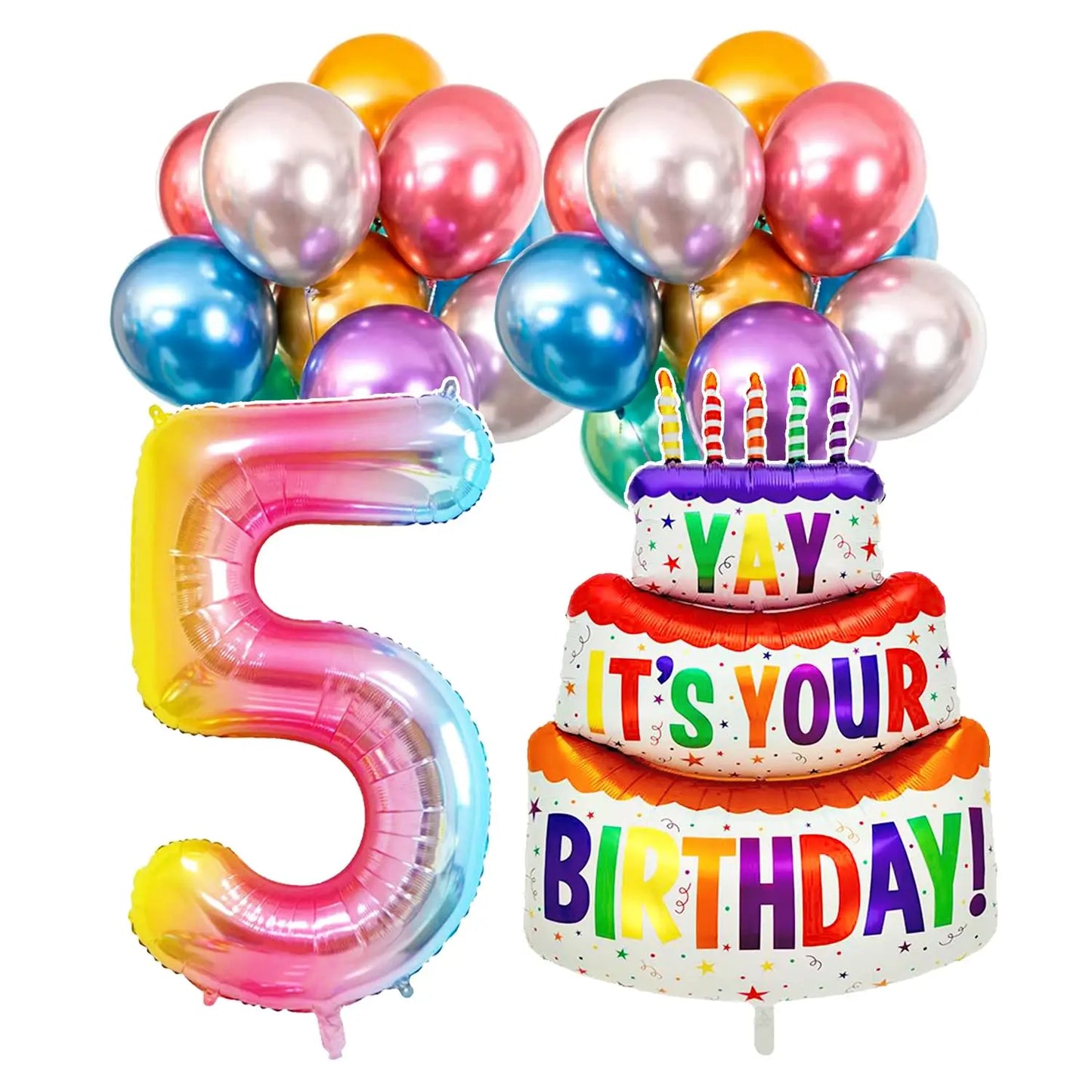 Renyuan Rainbow Zahlen Folienballons - 20er Pack 32 Zoll