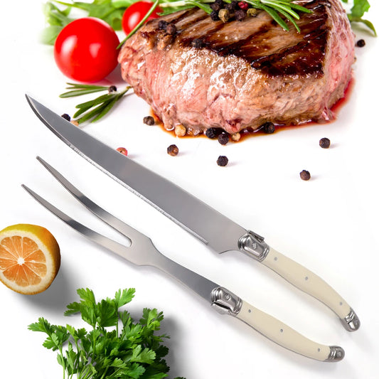 Stainless Steel Carving Knife Fork Set BBQ Slicing Grill Vegetable Tools Salad Serving Tools Turkey Knife Steak Roast Meat Fork