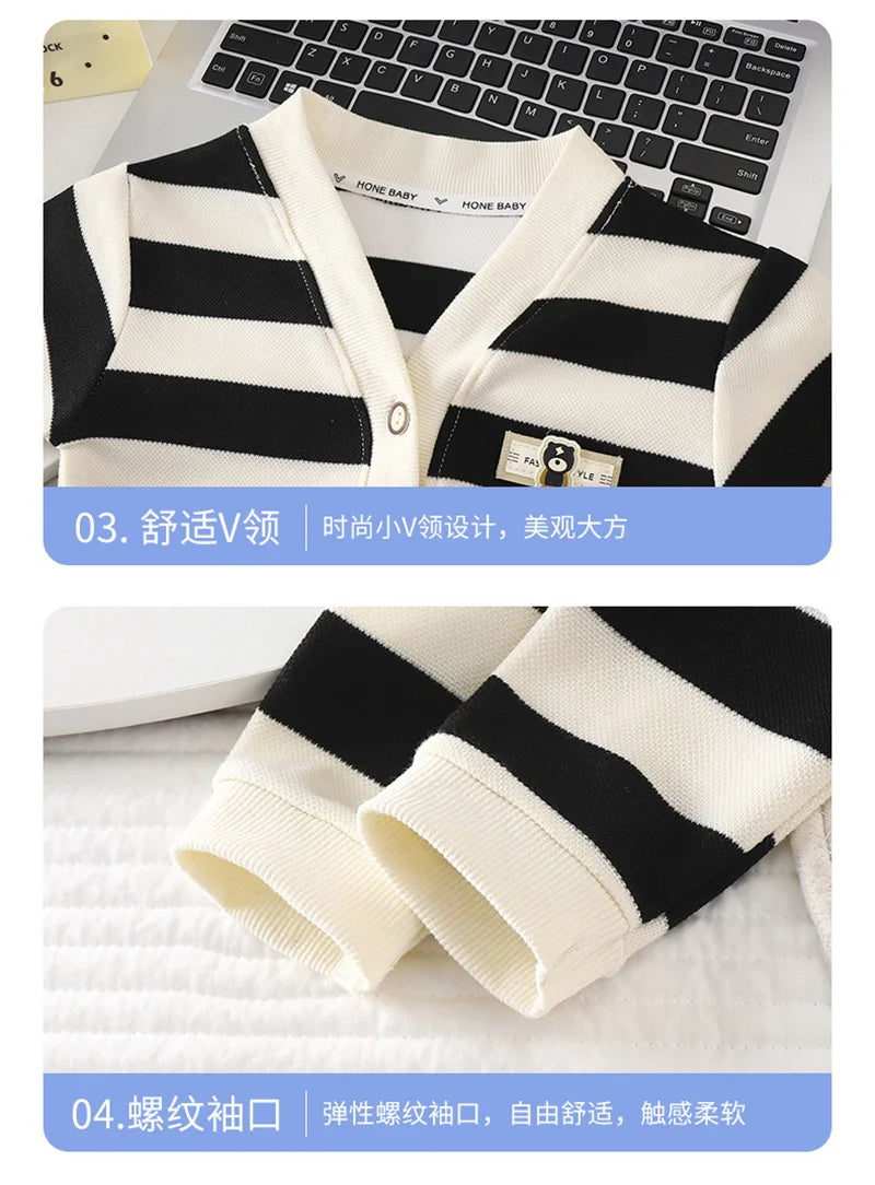 Kinder Gestreifte Strickjacke - Gr. S-XL dünn Wolle