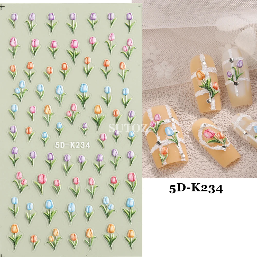 GL5D-K256 5D Sonnenblumen Nagelsticker - Herbstdesign Prägung
