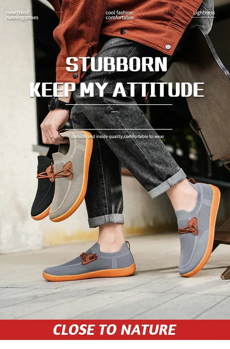 Men Casual Sneakers Minimalism | Zero Drop Sole | Walking Shoes Outdoor Breathable Non-slip Flats Loafer Mens Driving Shoes 2025