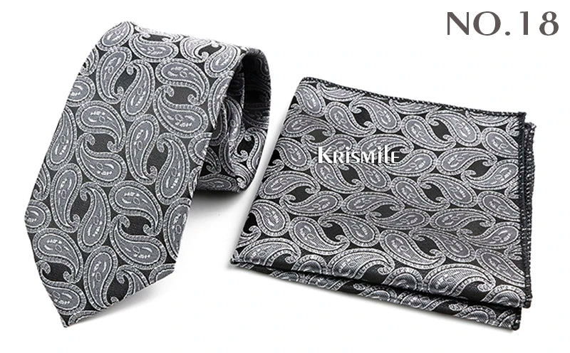 Novelty Paisley Tie Pocket Square Set For Men Skinny Slim 6cm Necktie Fit Business Wedding Party Stage Host Daily Wear Accessory