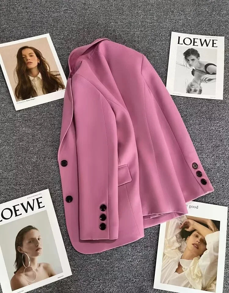 Elegant Office Lady Blazers for Women 2024 Fashion Long Sleeve Single Button Blazer Coats Female Top Suit Jackets Outerwears