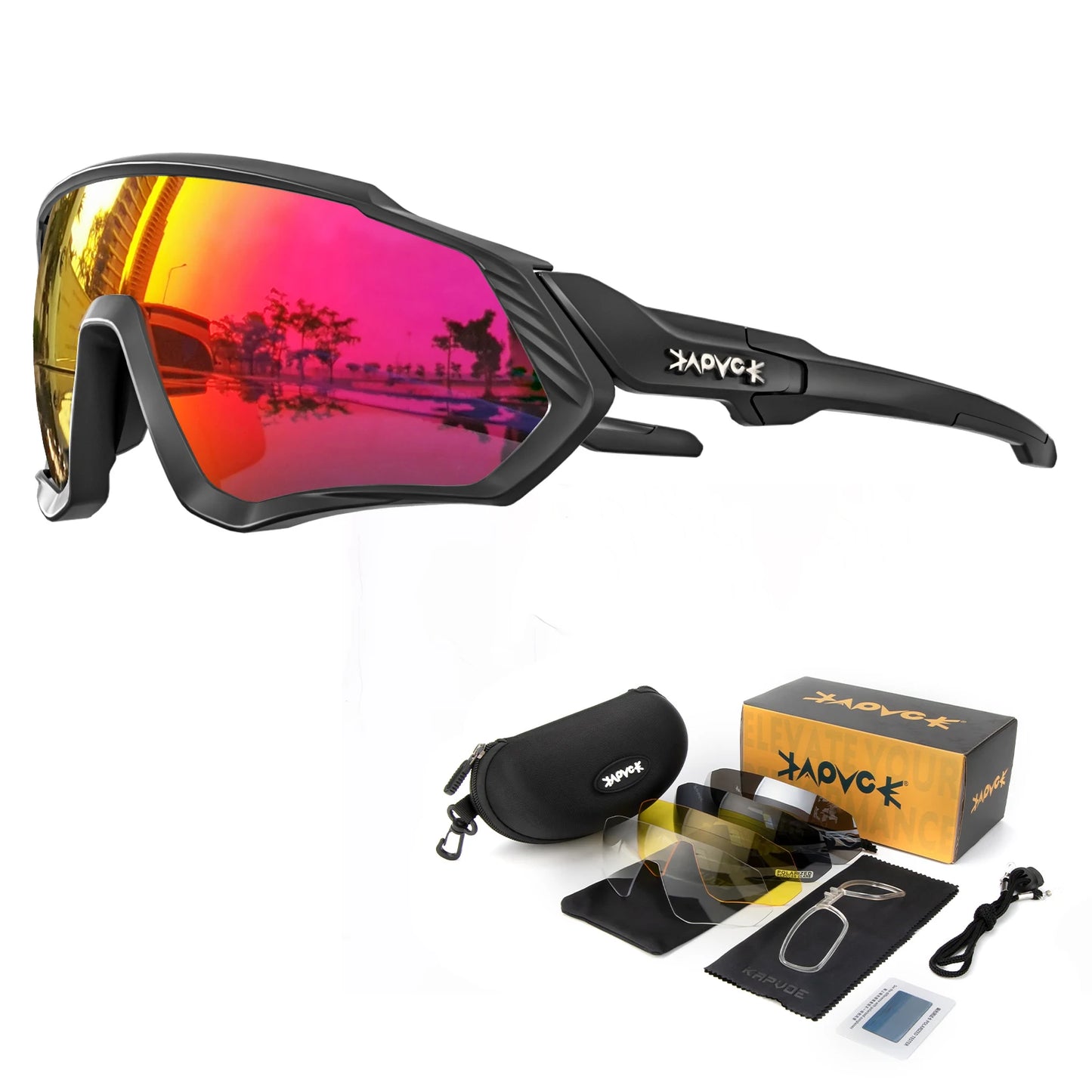 Fahrradbrille 2025: KAPVOE Polarised Cycling Glasses Outdoor Bicycle - UV400 Goggles 5 Interchangeable Lenses Unisex Sports Sunglasses Men Women Collection