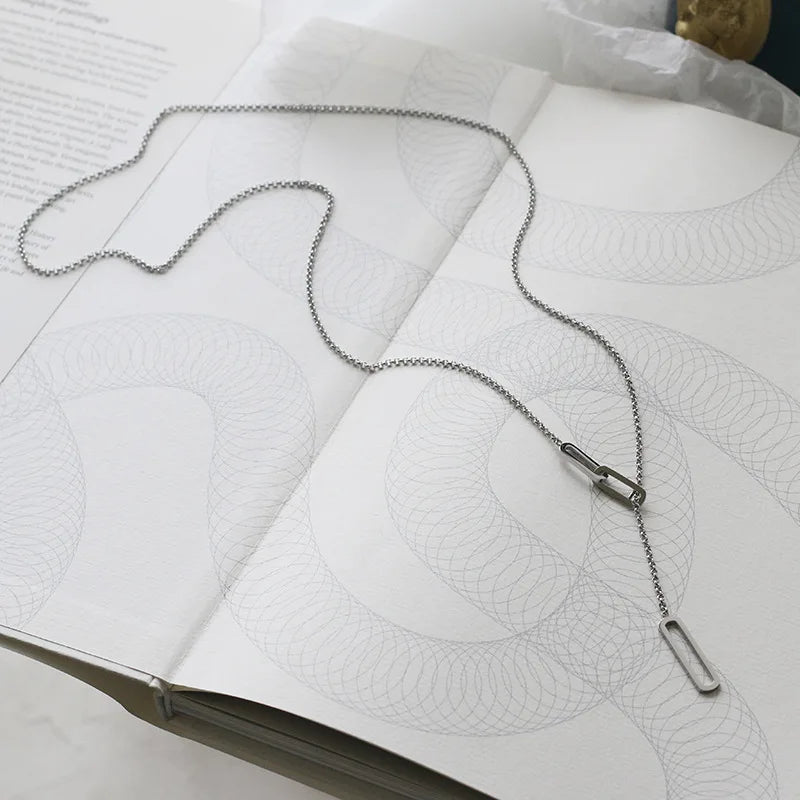 Geometrische Y-förmige Anhänger Halskette Damen - Edelstahl Plattiert 18K Gold - Mode Persönlichkeit Hip Hop Party Schmuck