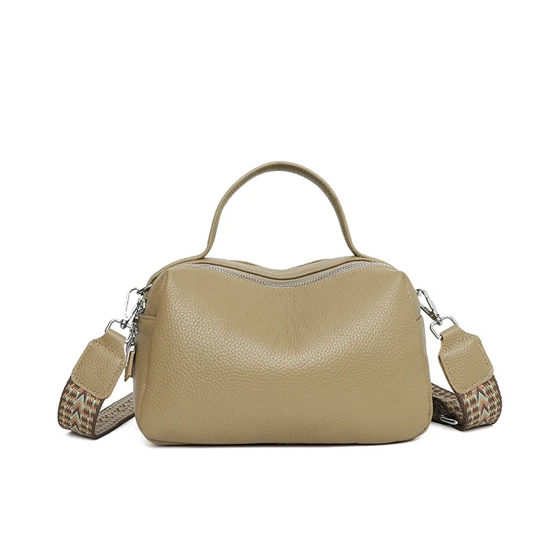 HebeiChoice Vintage Boston Echtes Leder - 2L 25x18 cm