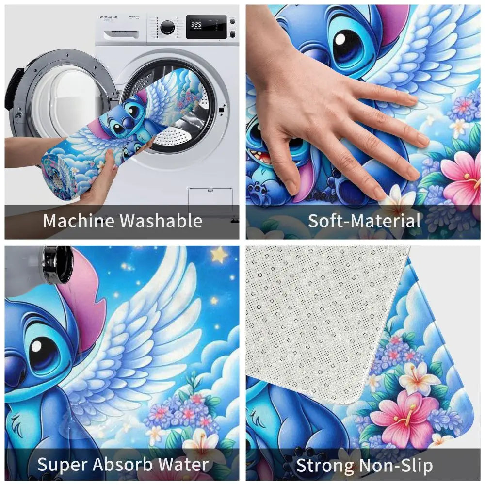 Custom Cartoon Stitch Floor Door Kitchen Bathroom Mat Anti-Slip Outdoor Doormat Bedroom Balcony Entrance Rug Carpet Footpad