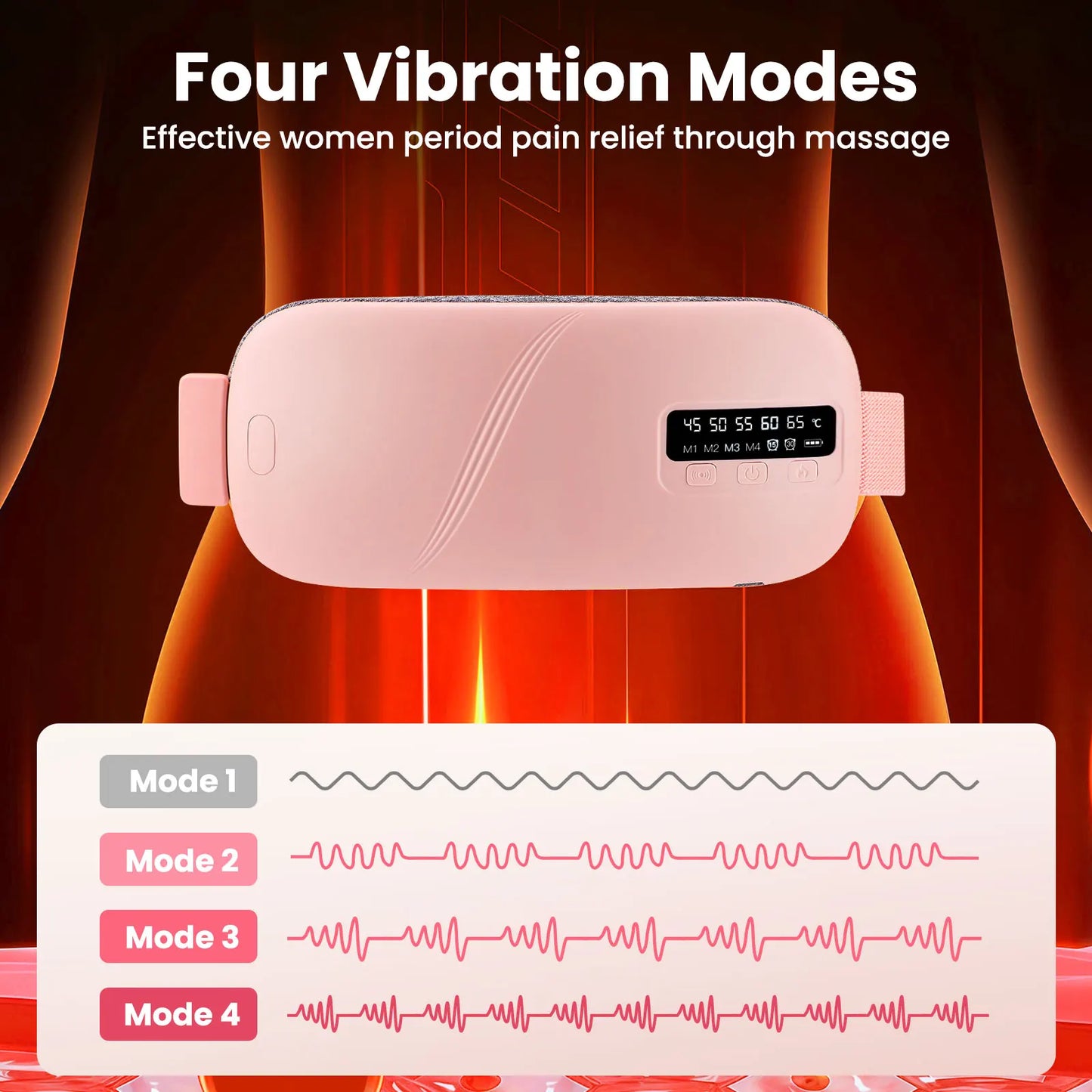Centură uterină menstruală caldă pentru femei, burtă, ameliorarea durerilor, USB, 5 viteze, încălzire electrică, pad vibrator, abdomen, talie, masaj