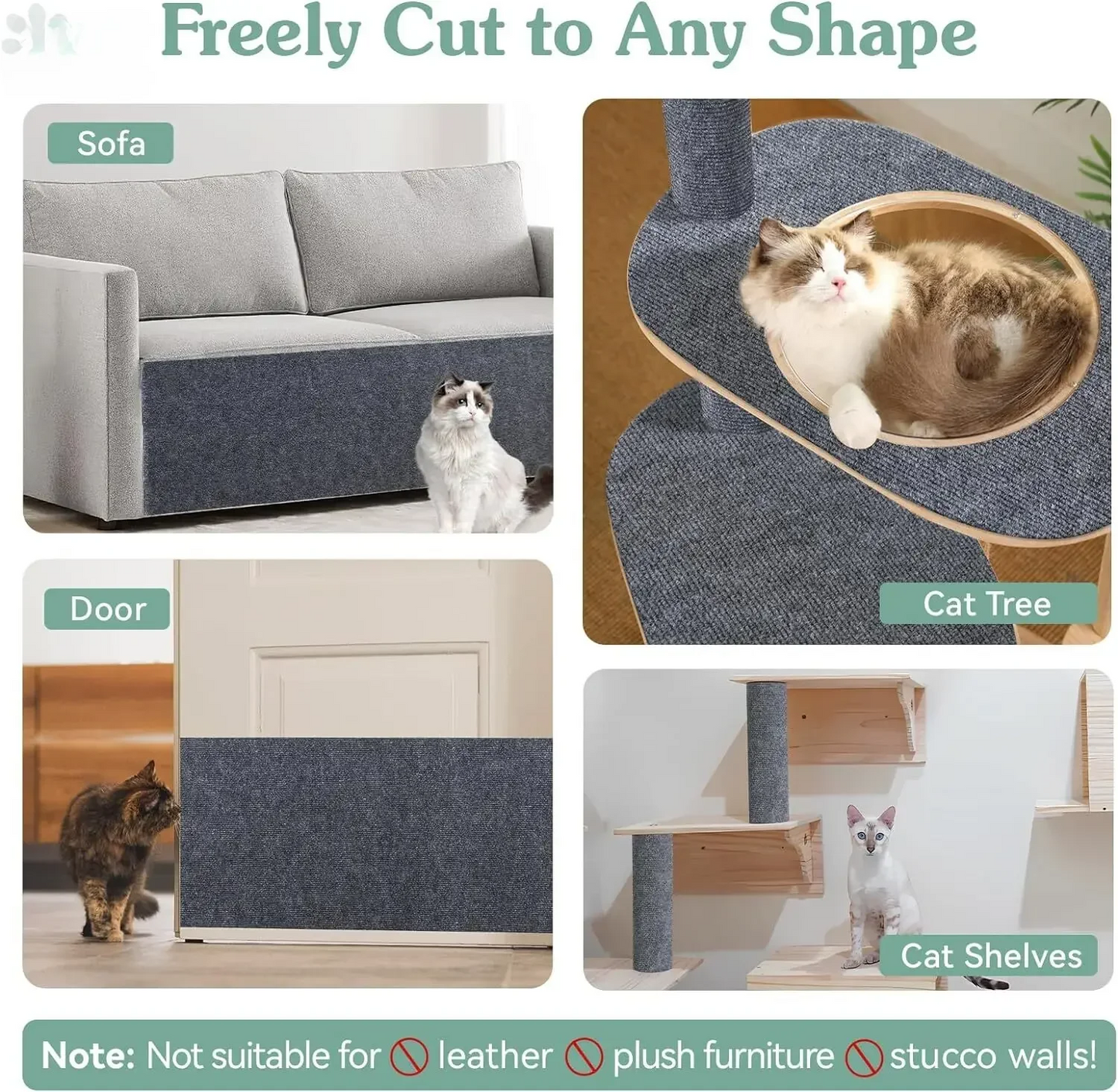 Cat Scratching Mat Self-Adhesive Trimmable Carpet Cat Scratching Post Carpet for Anti-scratching Sofa Furniture Protection