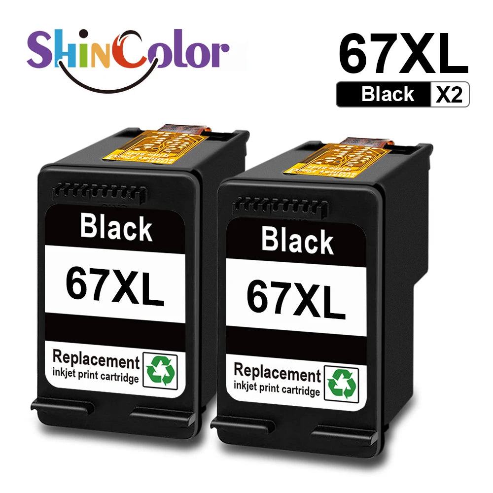 ShinColor 67XL 67 XL Premium Black Remanufactured Color InkJet Cartridge for HP67 For HP ENVY 6000 DeskJet 1255 2700 Printer