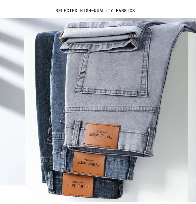 Blugi de vară slim din bumbac elastic - drepți, ușori