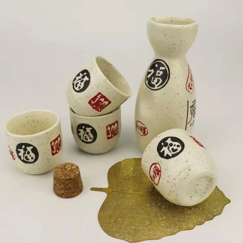Japanese Style Sake Pot Household Retro Small Wine Cup White Wine Pot Hot Wine Pot Warm Wine Pot Wine Glass Ceramic Sake Set