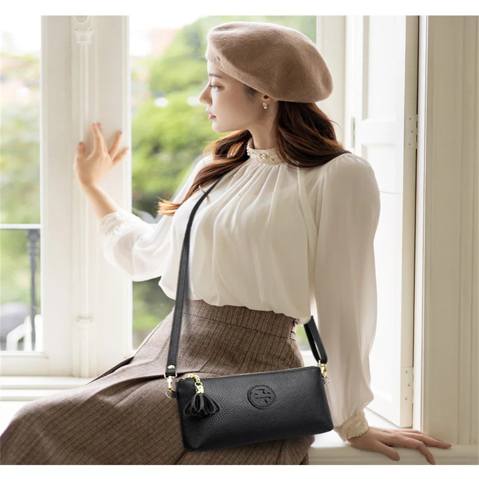 Versatile PU Crossbody Bag for Women Stylish Korean-Inspired Design Zipper Solid Color Pattern Casual Daily Use Shoulder Bag