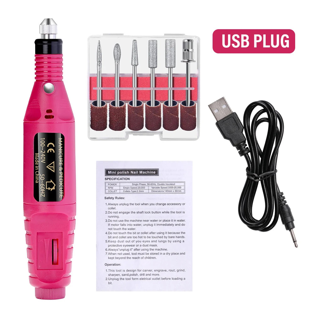 Nail Sander Set Electric Nail Drill Machine Grinding Equipment Milling Cutter For Manicure Pedicure Strong Polishing Tools