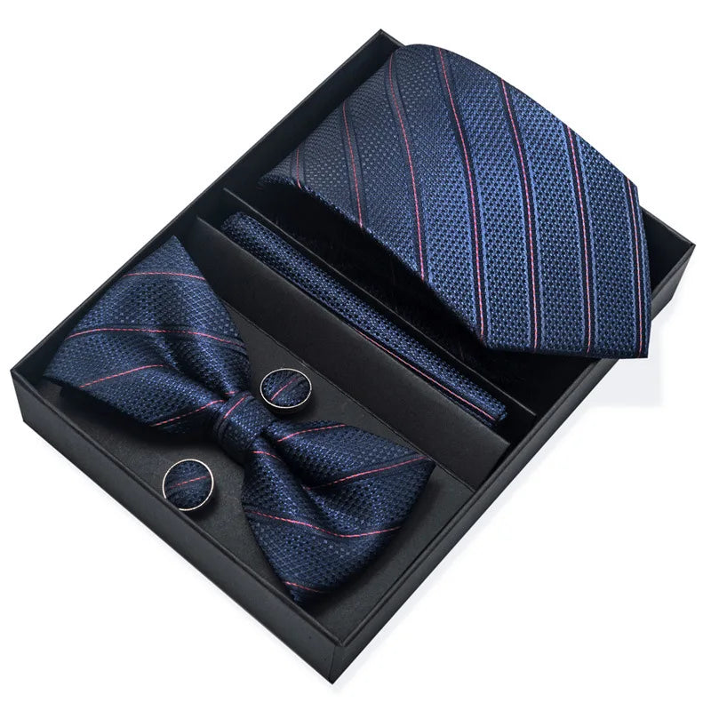 Men's Tie Pin cuff square bow Tie with pocket square cufflinks Set Paisley Men's Business Wedding Suit Accessories 6-piece set