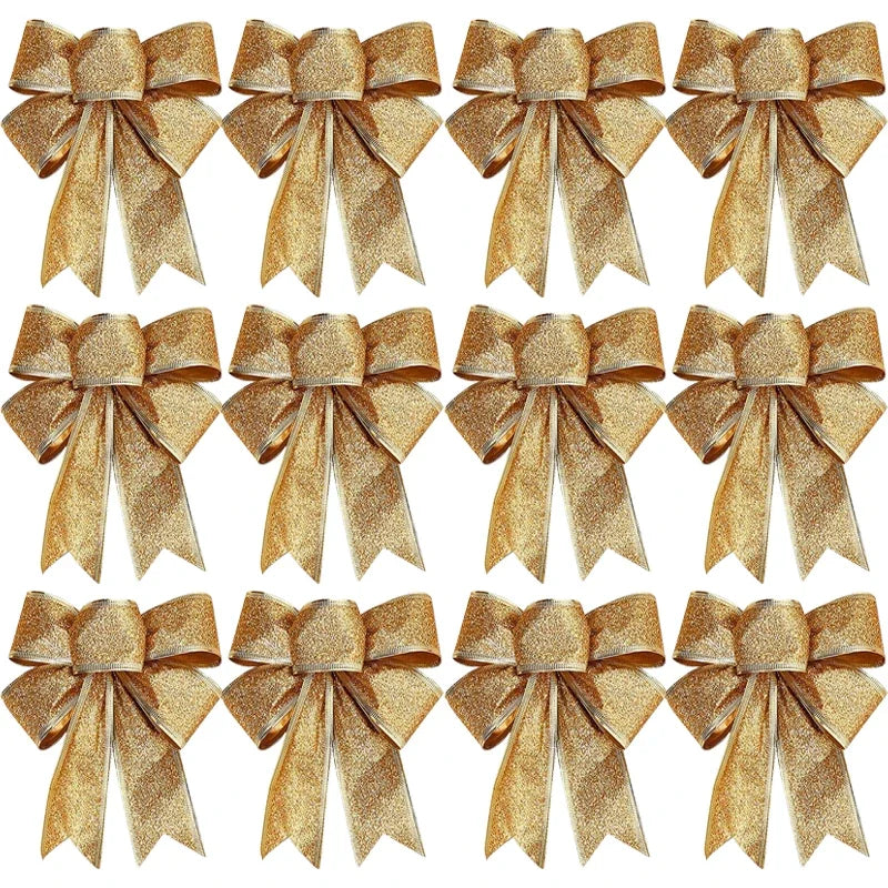 Weihnachten Schleife Ornamente Weihnachtsbaum Glitzer Handwerk Schleife Weihnachtskranz Girlande Dekoratives Band Glänzende Schleifen Weihnachtsdekoration