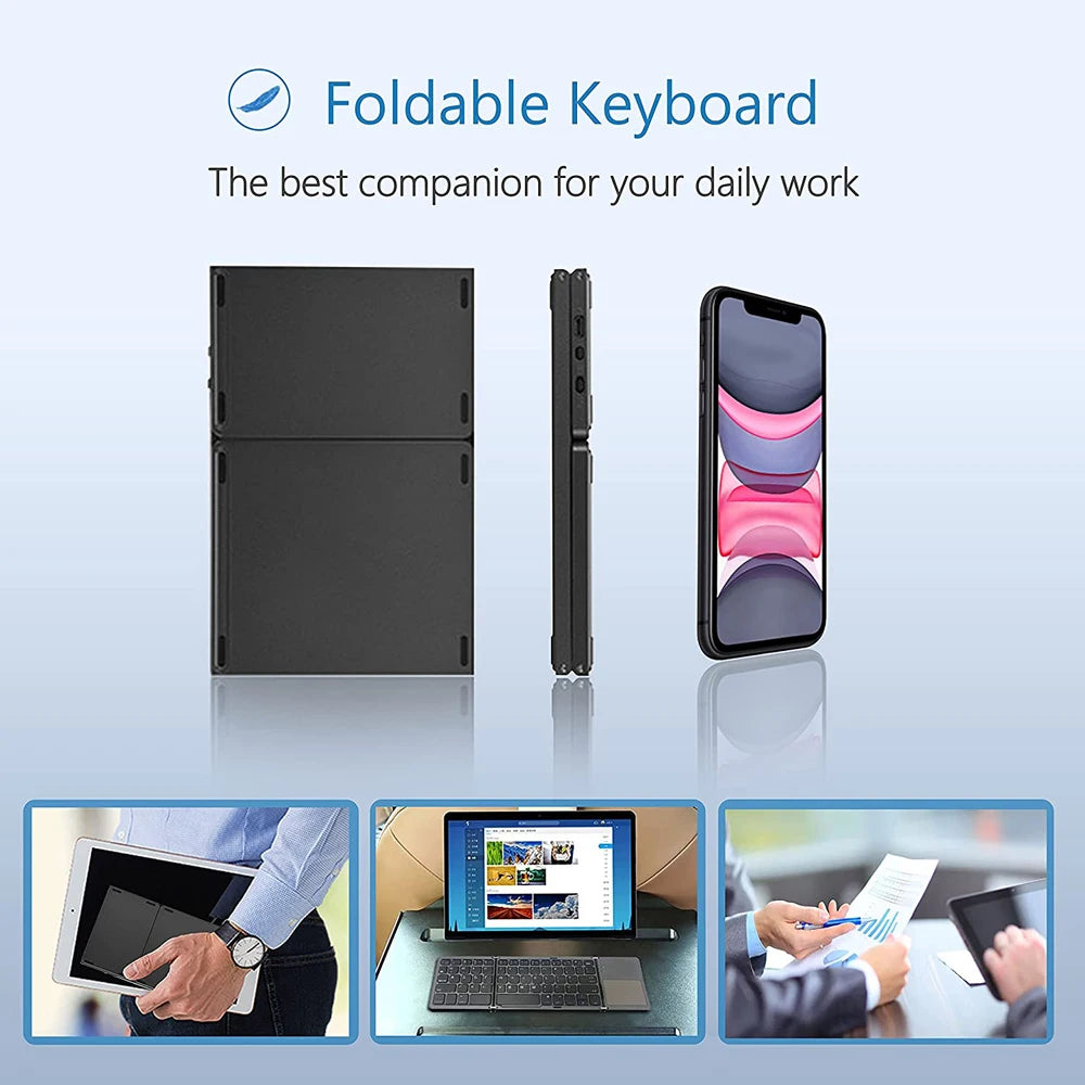 Bluetooth-Tastatur 2025: Portable Mini Three Folding Wireless Foldable Touchpad iOS Android Collection