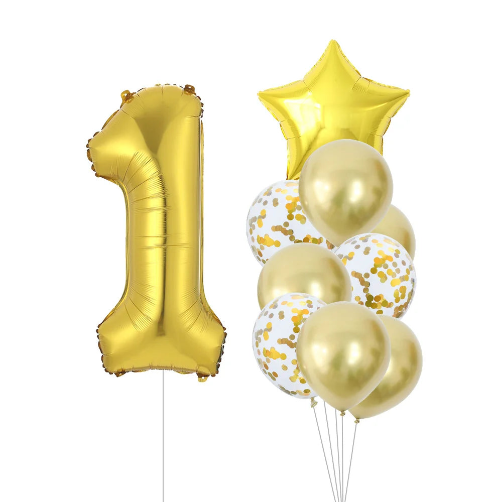 GIHOO 21118 Zahlenballons Roségold - 10 Stück 40 cm Latex