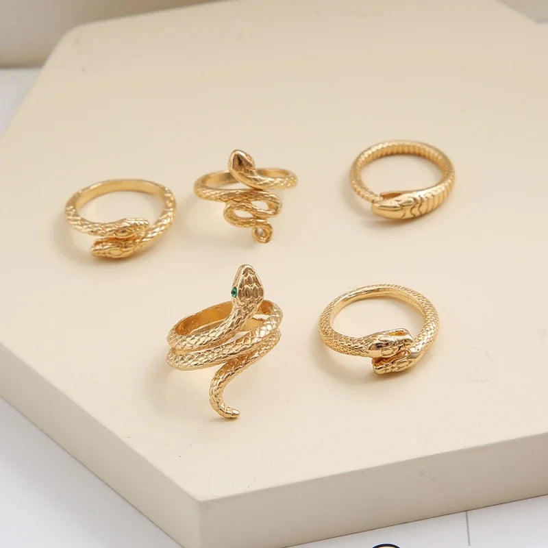 Zhejiang Schlange Ring Set Boho - 9 Stück Gold Offen