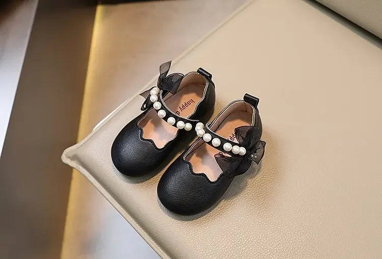 Mädchen Performance Schuhe 2025 - Frühling Herbst Baby Weiche Sohle Flats - Kinder Prinzessin Perlen Mary Janes mit Spitze Süß 7-13J