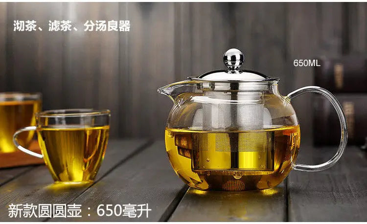 High quality Heat Resistant Glass Tea Pot,Chinese Flower Tea Set Puer Kettle Coffee Teapot Convenient With Infuser Office Home