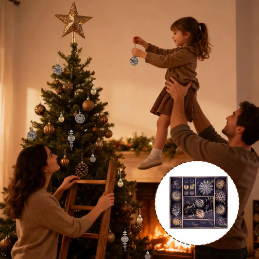 FestiveGlow Kugelset 53-Teilig - Innenbereich Farben Bronze Gold Kupfer Braun