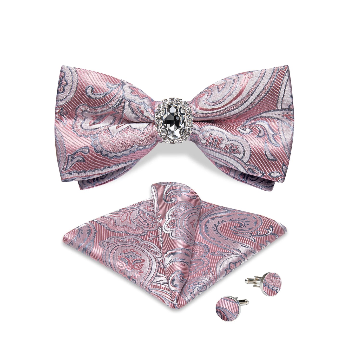 Designer Men's Silk Bowties Pocket Square Cufflink Set for Man Wedding Pre-tied Bow Ties Fashion Butterfly Knot Business Bowties