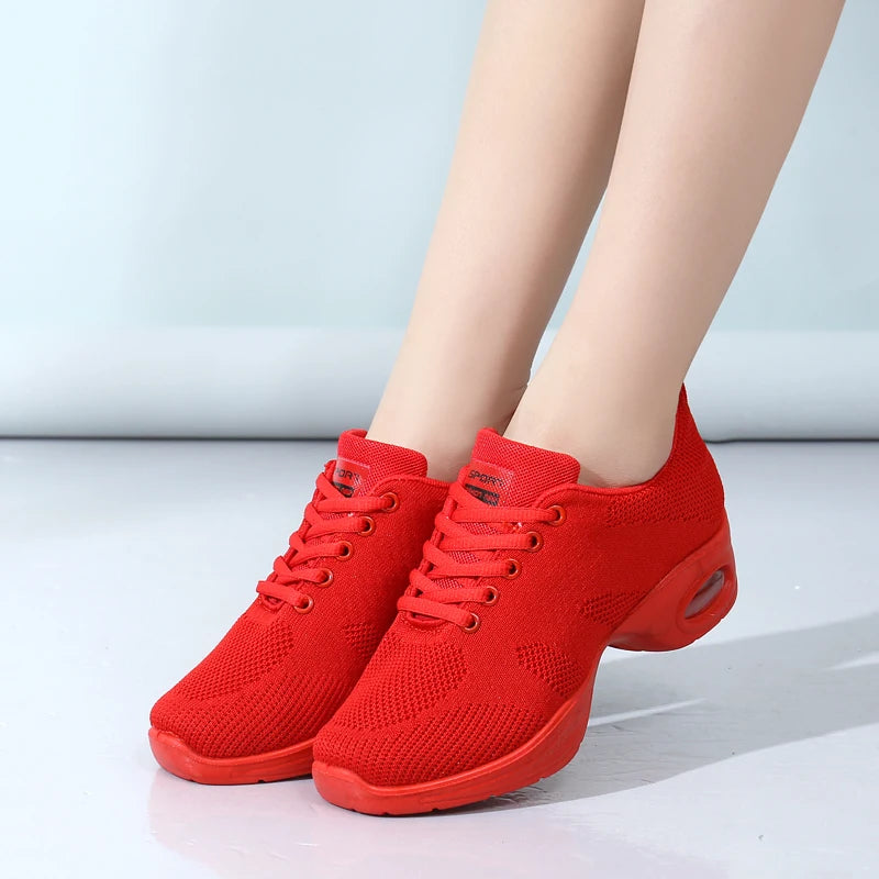 Sneakers Dance Shoes For Women Flying Woven Mesh Comfortable Modern Jazz Dancing Shoes Girls Ladies Outdoor Sports Shoes