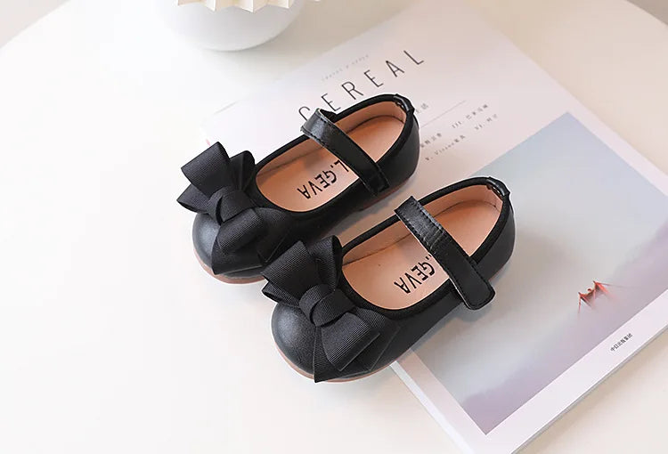 Mädchen Leder Schuhe 2025 - Süße Prinzessin Schleife Einzelschuhe - Frühling Herbst Casual Flats Weiche Sohle