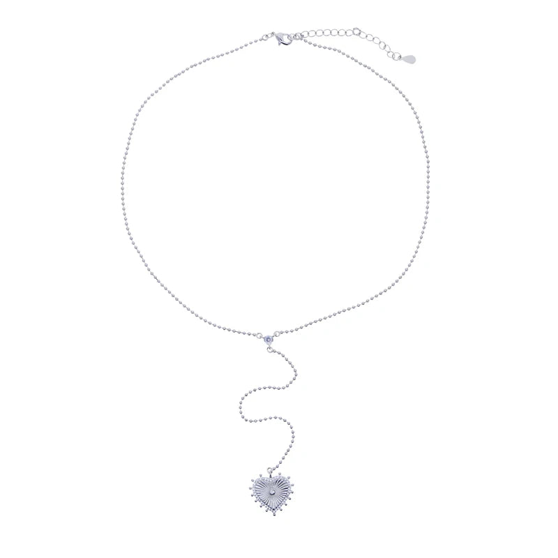 Gold Color Bead Chain Love Heart Pendant Micro Pave Sparking Cz Long Y Lariat Sexy Necklace Women Boho Sweater Chain Jewelry