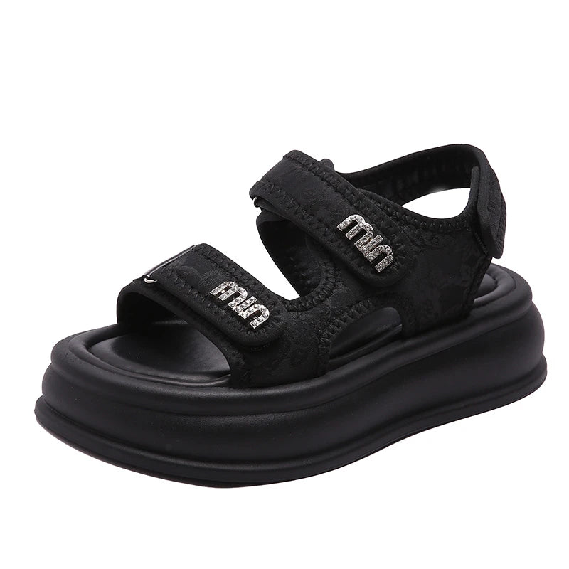 New Embroidery Casual Roman Designer Platform Sandals Women HOOk&LOOP Flats Summer Casual Ladies Outdoor Shoes Zapatos De Mujer