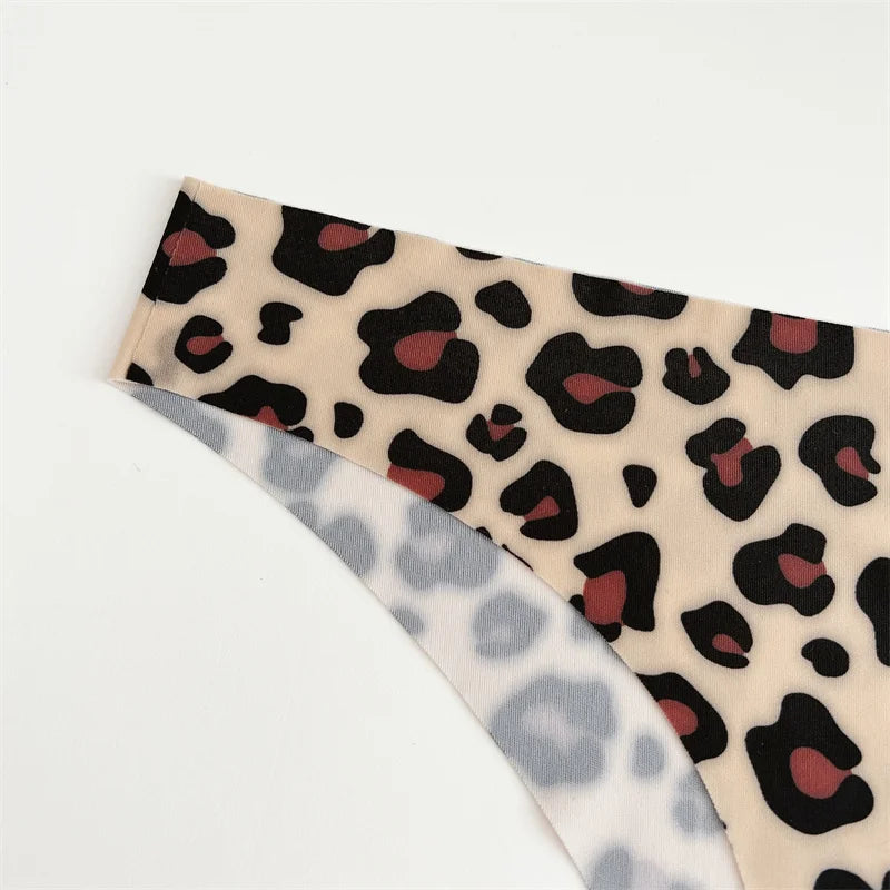 All Of Me Damen-Unterwäsche 2025 - 3er-Set Ice Silk nahtlose Strings Leopard & Schmetterling Print