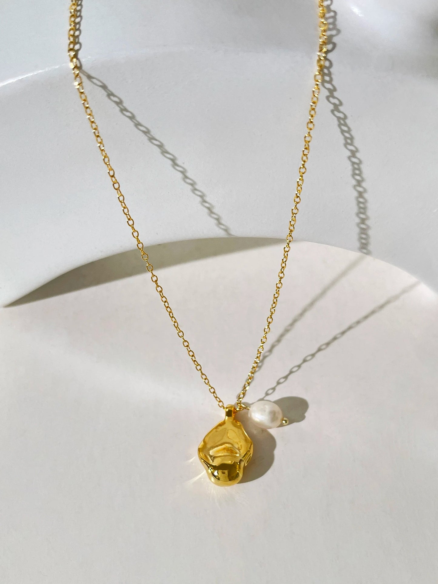 Peri'sbox Gold Silver Plated Baroque Pendant Necklace with Natural Freshwater Pearl Irregular Teardrop Necklaces Great Gift Idea