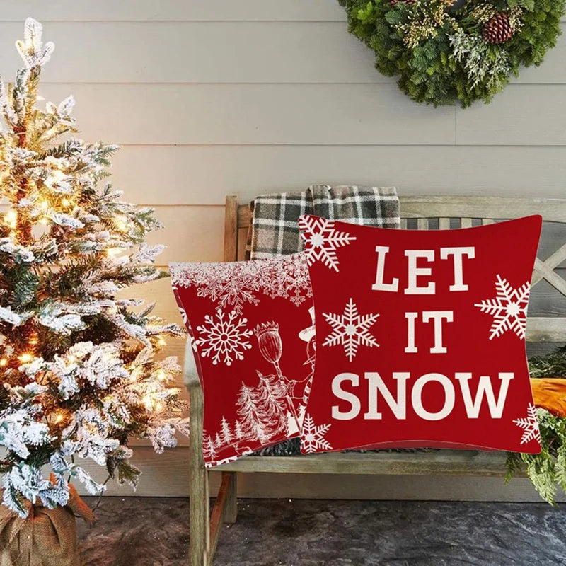 18 X 18 Inch Set Of 4 Christmas Outdoor Pillow Covers Waterproof Throw Pillow Cases New Year Cushion Decor