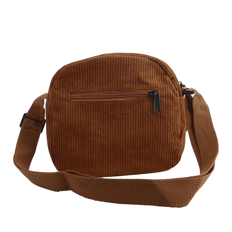 Simple Versatile Crossbody Bag Fashionable Casual Small Square Bag Personalized Commuting Shoulder Bag Corduroy Unisex Trend