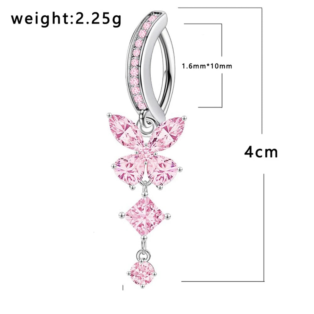 Inel pentru buric cu zirconiu fluture Choice - cupru 12 mm