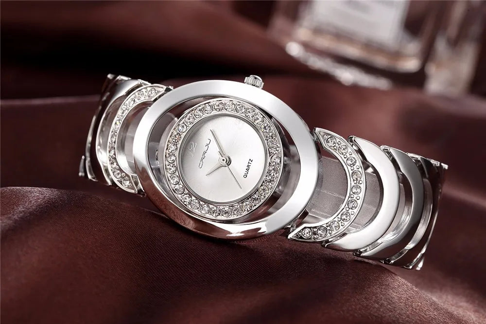 Damen-Uhr 2025: CRRJU Gold Watch Women Luxury Brand bracelet Ladies Quartz-Watch - Gifts For Girl Full Stainless Steel Rhinestone wristwatches whatch Collection