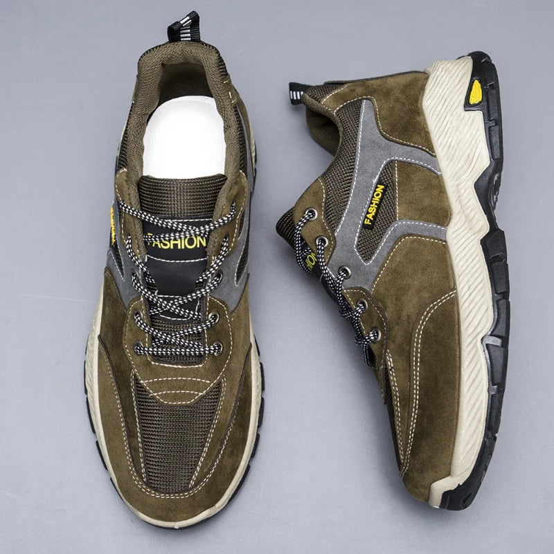 Men Sneakers Casual Breathable Hiking Walking Shoes Man Outdoor Fashion Leather Anti-slip Climbing Trekking Sneakers Footwears