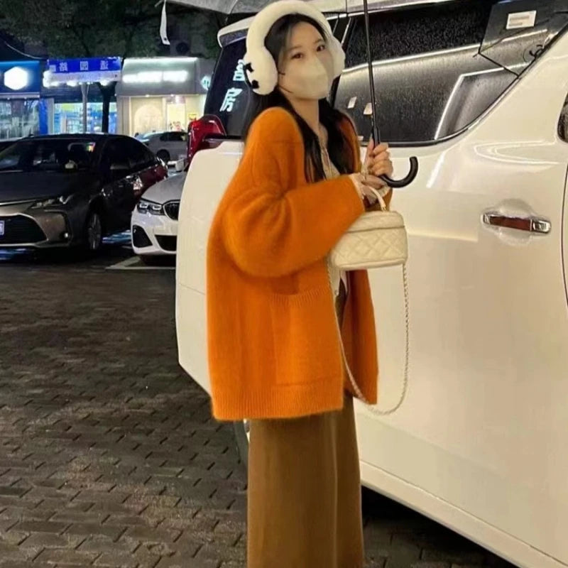 Jielur Damen V-Ausschnitt Strickjacke Mit Knopfleiste - Größe M, Material Polyester Baumwolle, Länge Regular