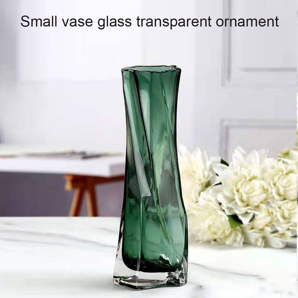Twisted Glass Flower Pot Simple Art Design Creative Irregular Crystal Vase Container For Home Plants 3 Sizes