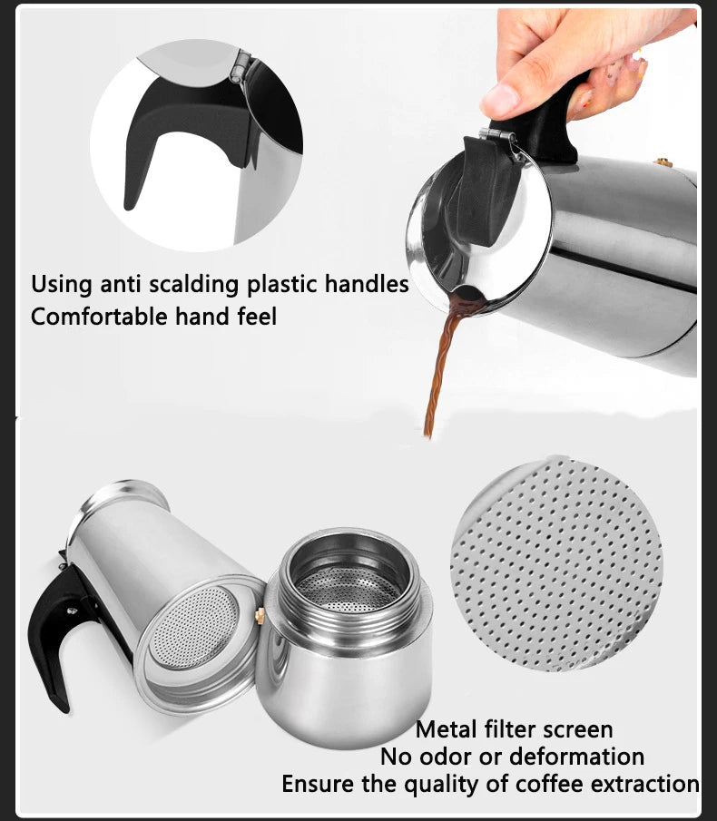 Choice Mokka Elektrisch Gerät - 6 Tassen Edelstahl 600 W