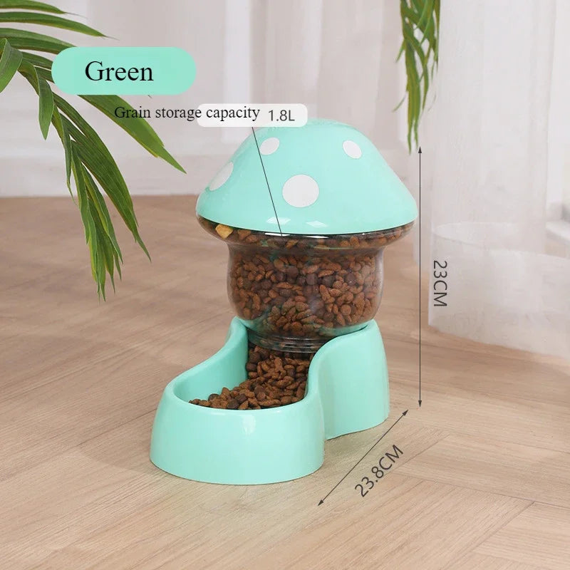 Cat Pet Automatic Feeder Water Dispenser Cute Mushroom Large Capacity Food Container Anti Spill Pet Bowl Water Storage supplies